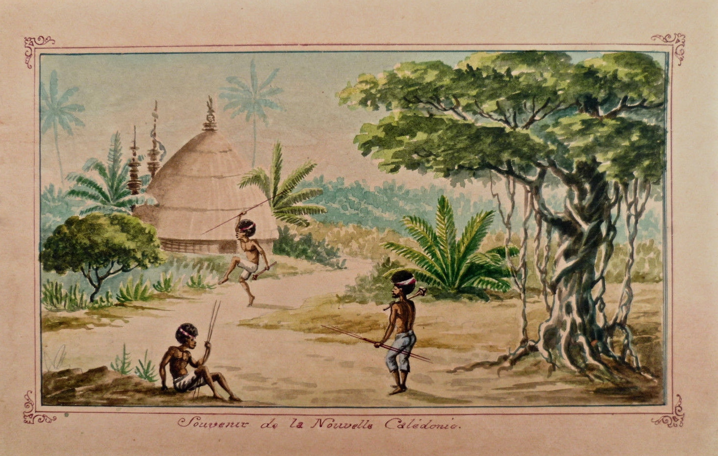 Anonyme : aquarelle : " Souvenir de la Nouvelle-Calédonie "