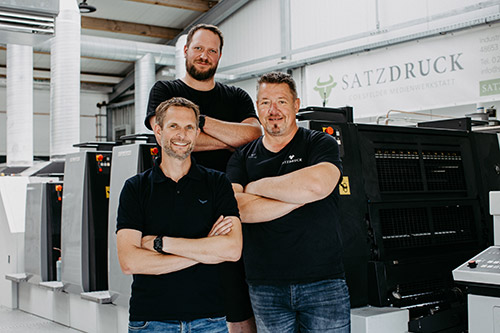 Die Geschäftsführung von SATZDRUCK - Nico Karel, Michael Höing, Martin Weigelt