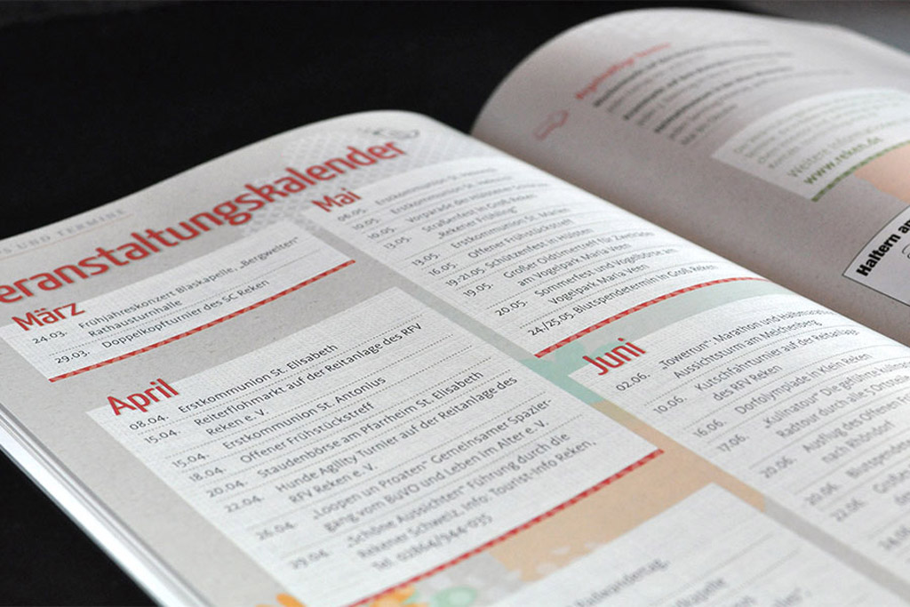 Veranstaltungskalender in einem Stadtmarketing-Magazin