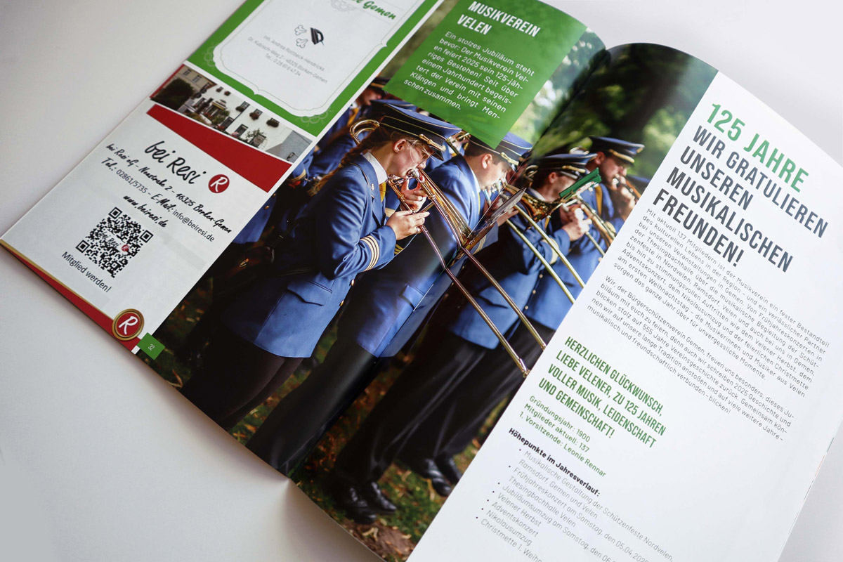 Einblick in das Jubiläums-Magazin "Schützenpost" des Bürgerschützenverein Gemen 1470 e.V. zum 555-jährigen Jubiläum