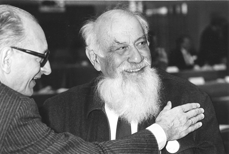 Lew Kopelew und Władysław Bartoszewski während der Konferenz des Aspen Instituts in Berlin am 25-27- Oktober 1987. Aus der Sammlung der Ossolinski-Nationalbibliothek Wrocław 