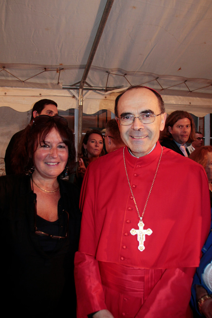 Le Cardinal Philippe Barbarin et Anik Couble, lors du renouvellement du vœu des Echevins - Musée de Fourvière - Lyon - 08 Sept 2013 © Pascale Millet 