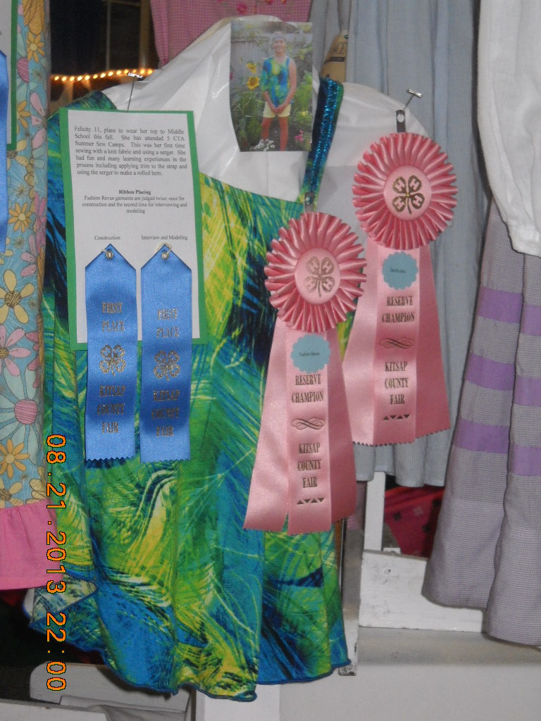 Sew Camp Projects and Ribbons at Kitsap County Fair