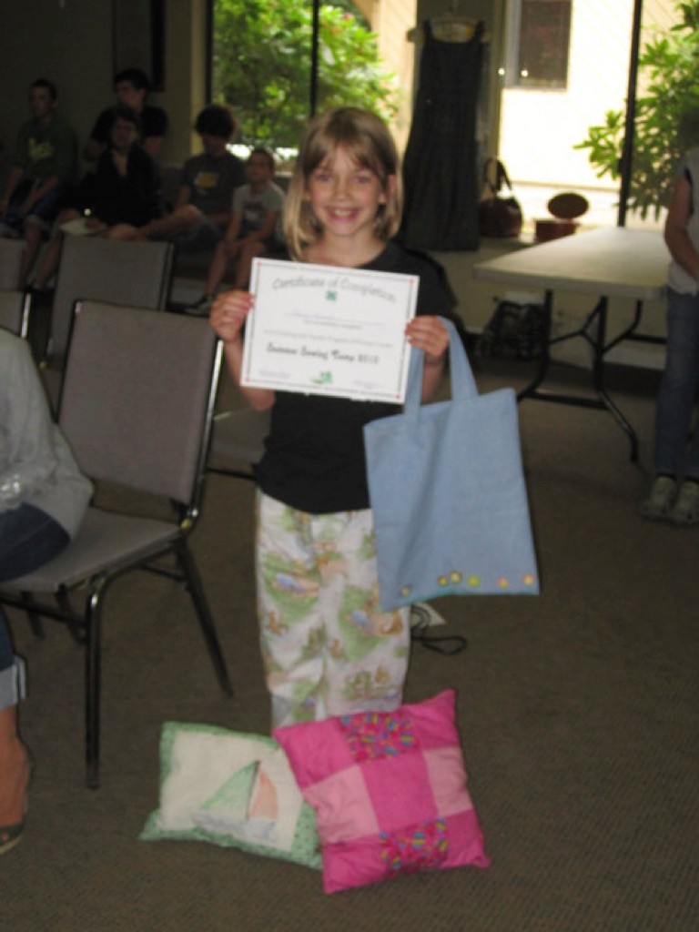 Beginner I Sew Camp attendees receive Certificate of completion 