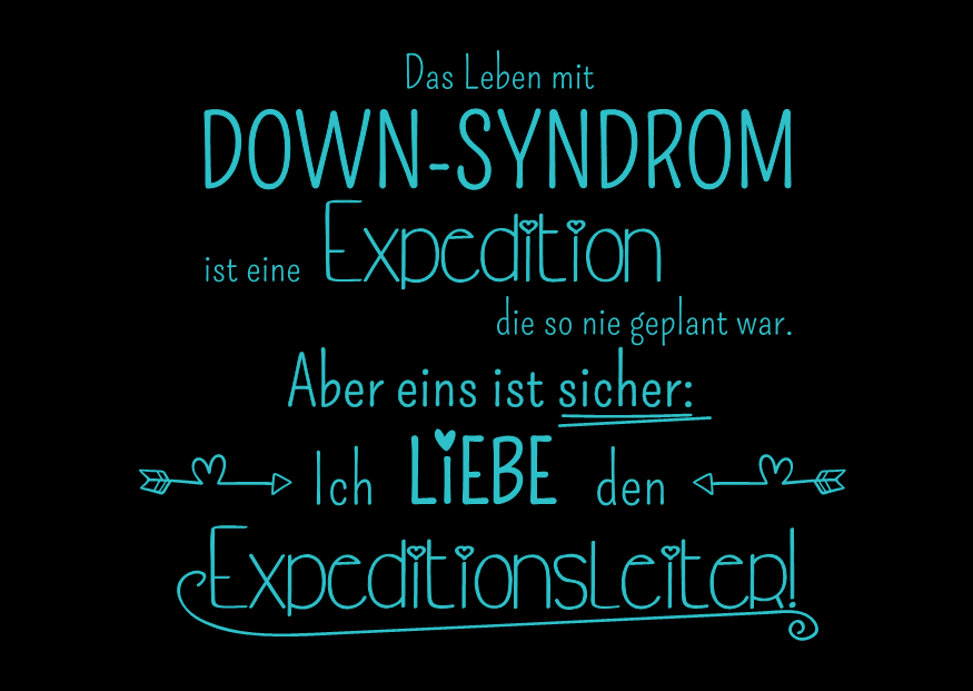 Postkarte Das Leben mit DownSyndrom ist eine Expedition Das bunte