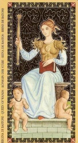 Reine de Bâton - Le Tarot Doré de la Renaissance