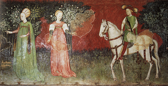 Chevalier et dames, Anonyme lombard du XVe siècle (Oreno – Milan, casino Borromeo)