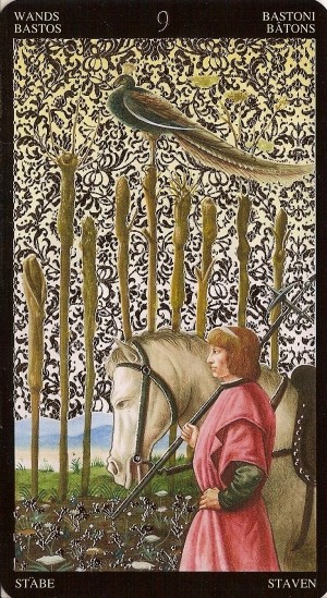 9 de Bâtons - Tarot Doré de Botticelli