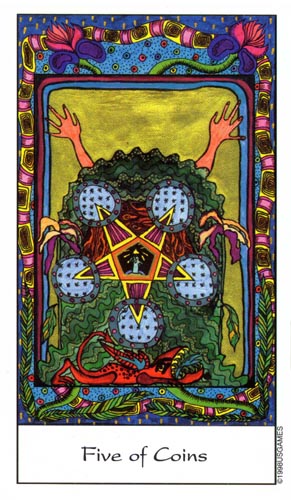 5 de Pentacles - Tarot of the Trance 