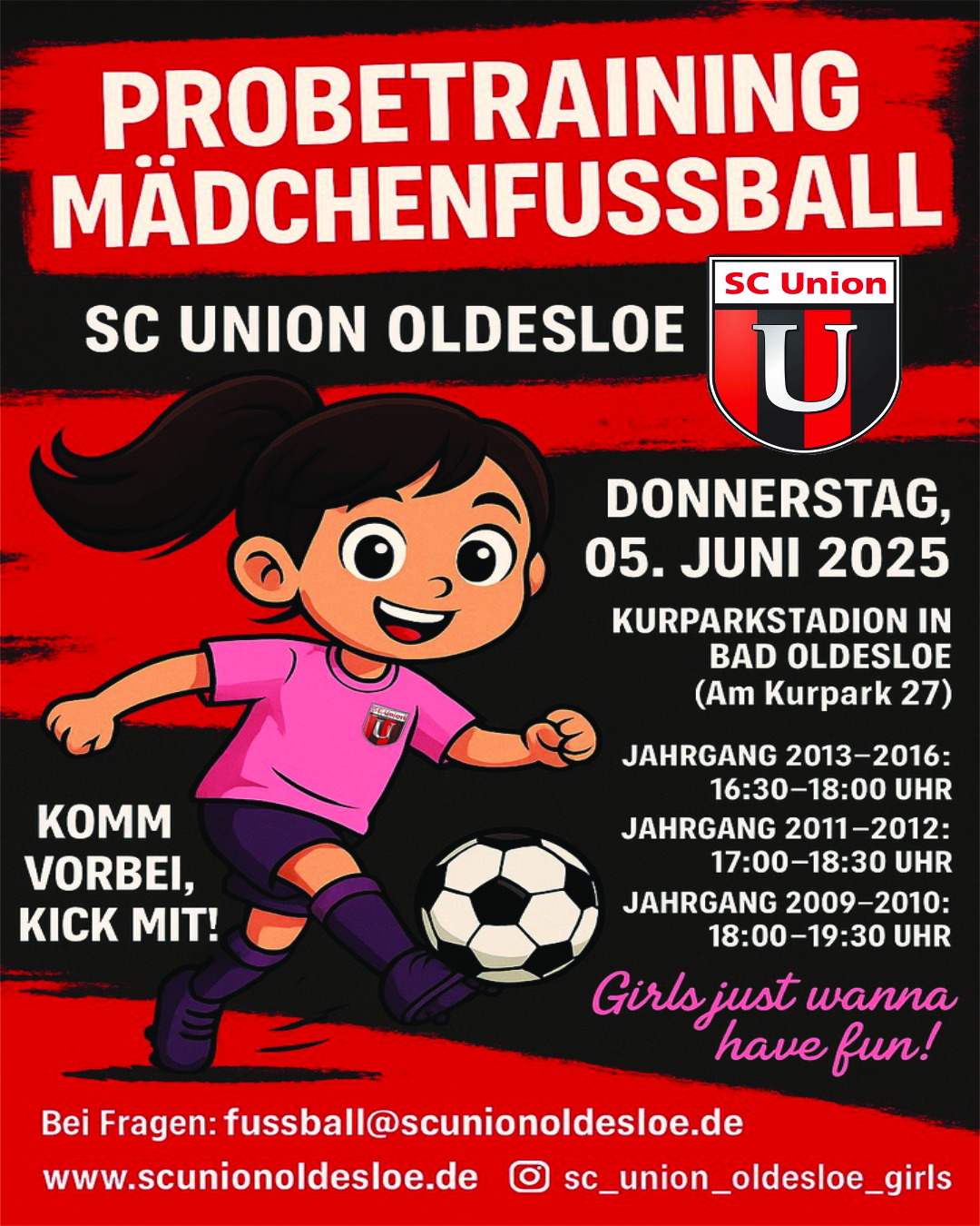 Probetraining Mädchenfußball