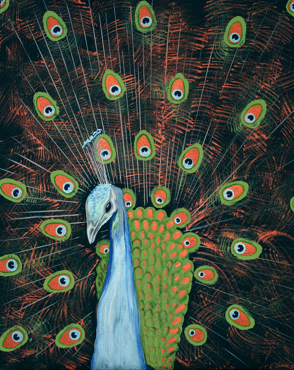 "Pfau" Leinwand 100 x 80 cm