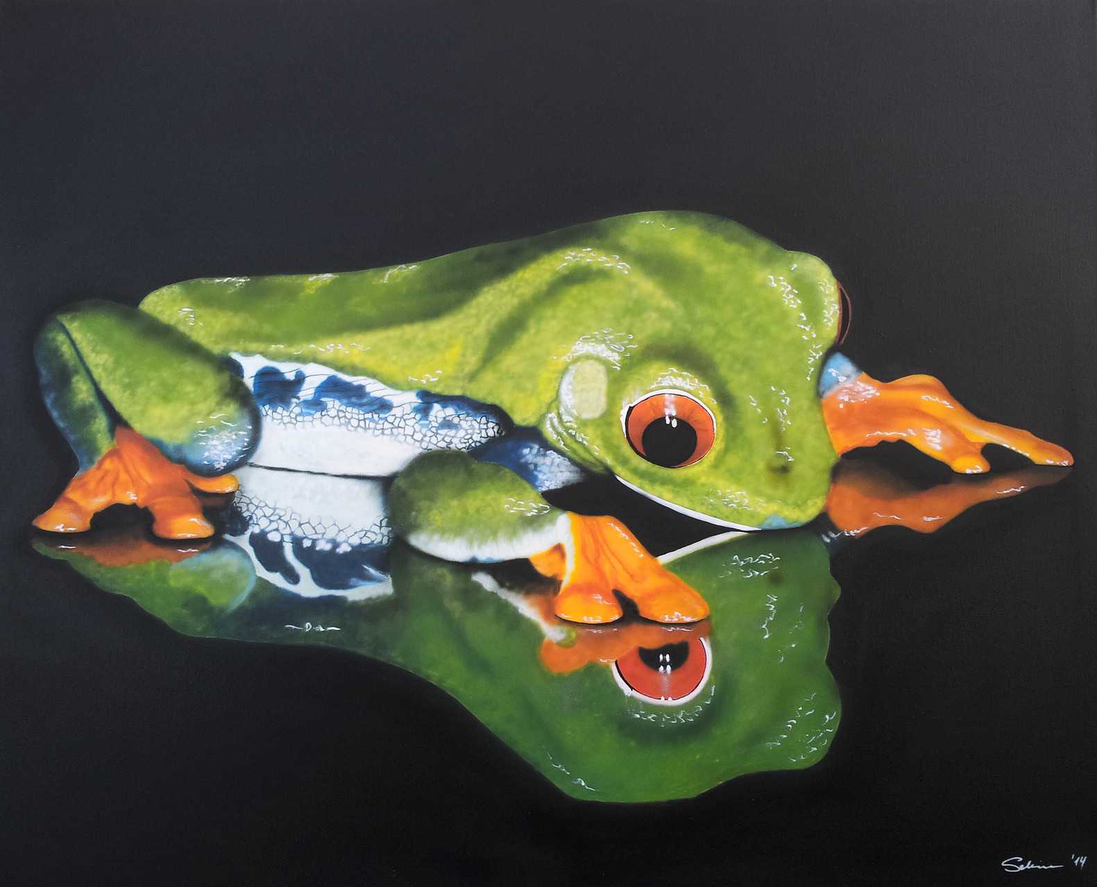 "Rotaugenfrosch" Leinwand 80 x 100 cm