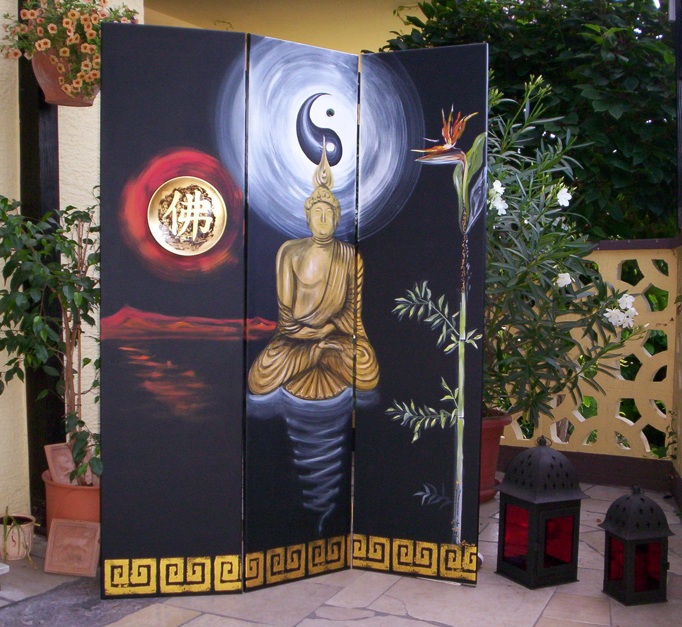 "Paravent Buddha" Leinwand  3 x 40 x 160 cm