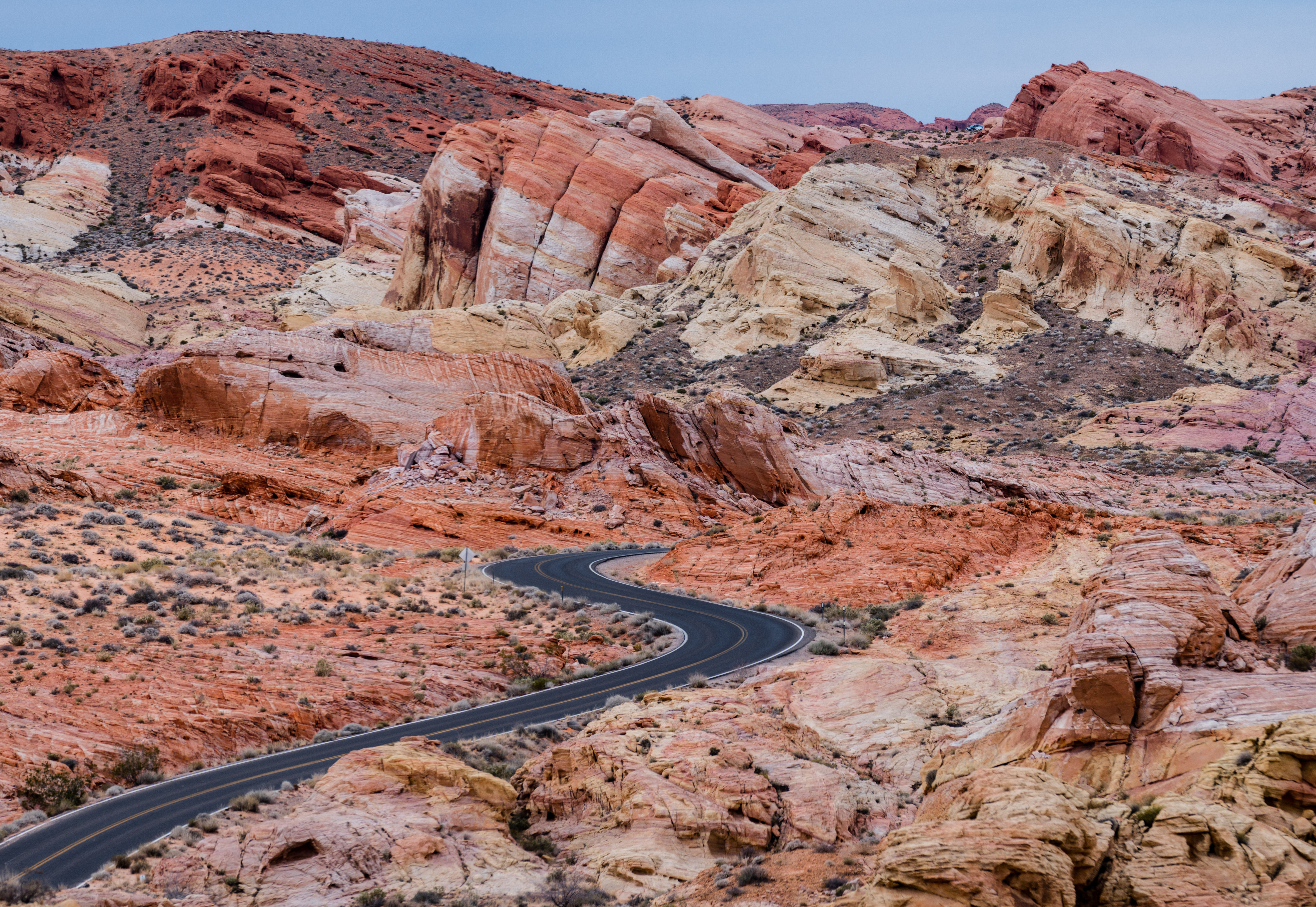 A curved street in Valley of Fire, Nevada, USA