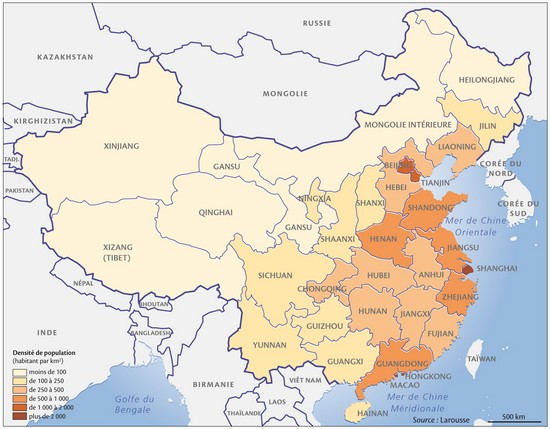 Province chinoises / source Larousse sur le net