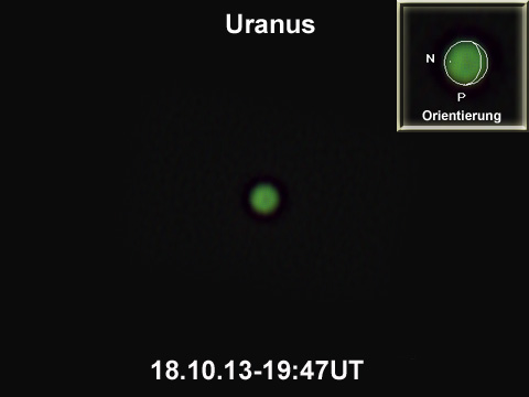 Uranus mit 127/1200mm – Refraktor (mit 2,2-fach Barlowlinse = F 2640mm) mit Alccd5L-IIc Mond- und Planetenkamera
