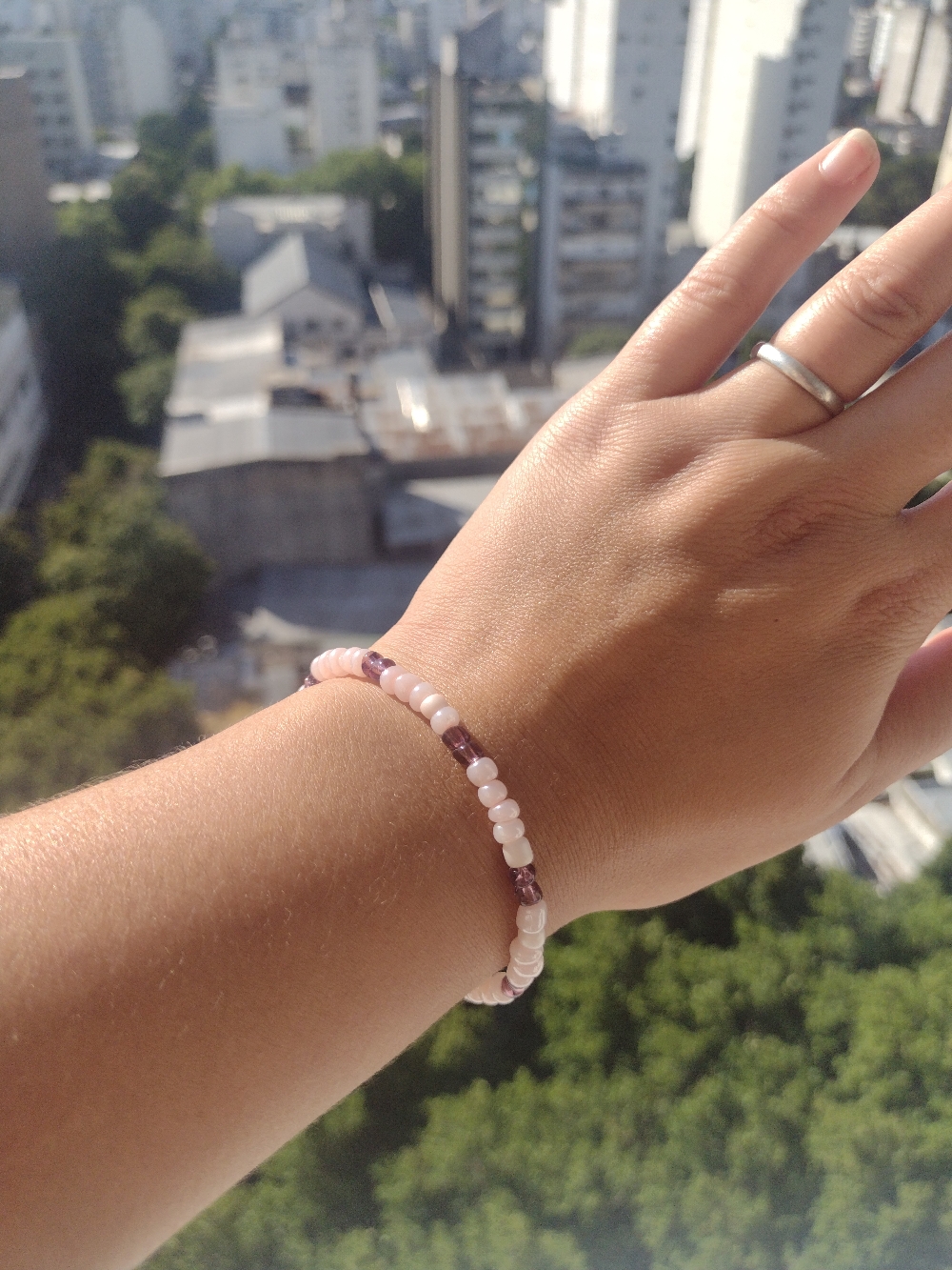 Pulsera, Tanza elástica y mostacillas, agarre de acero $250