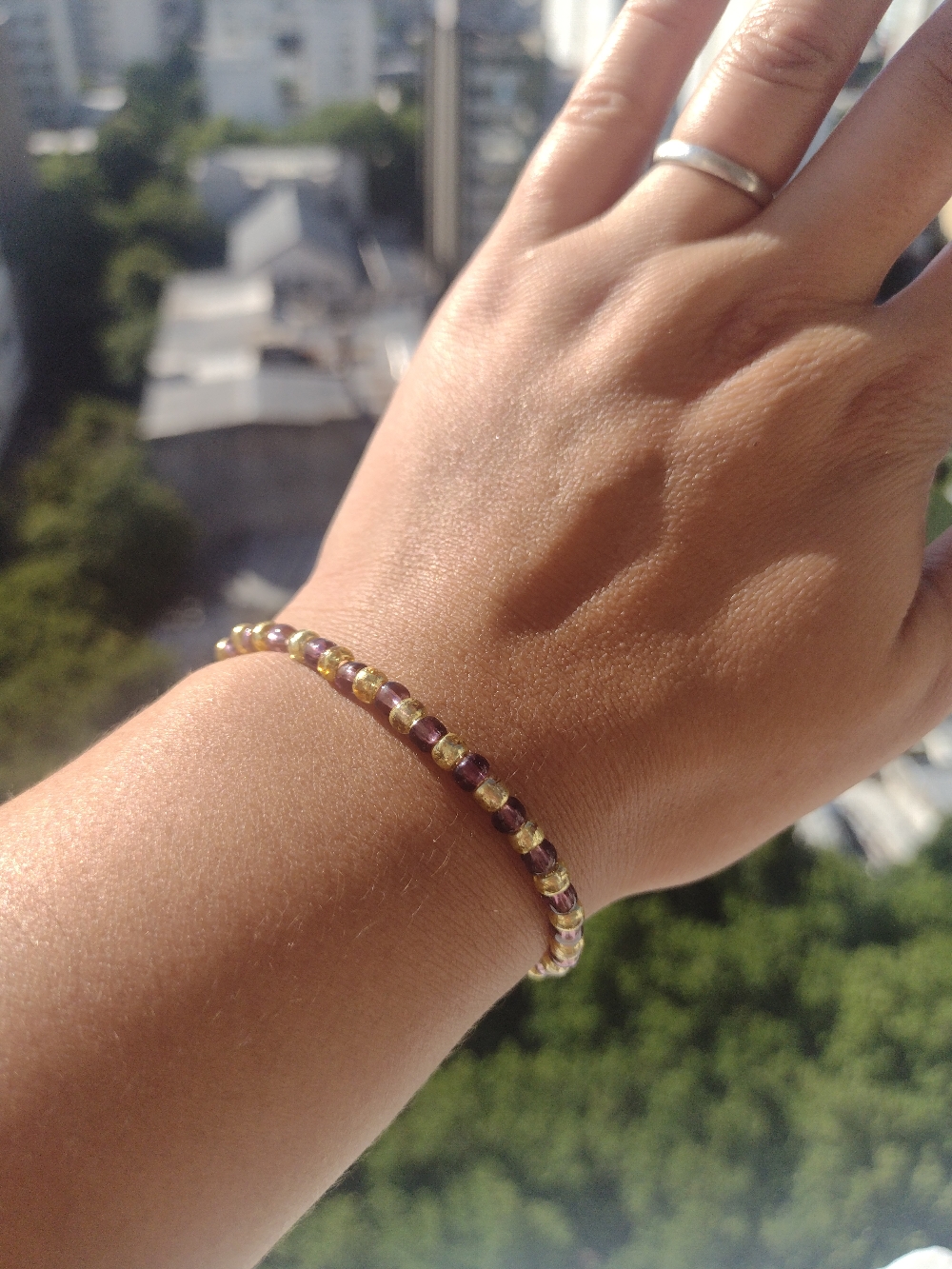 Pulsera, Tanza elástica y mostacillas, agarre de acero $250
