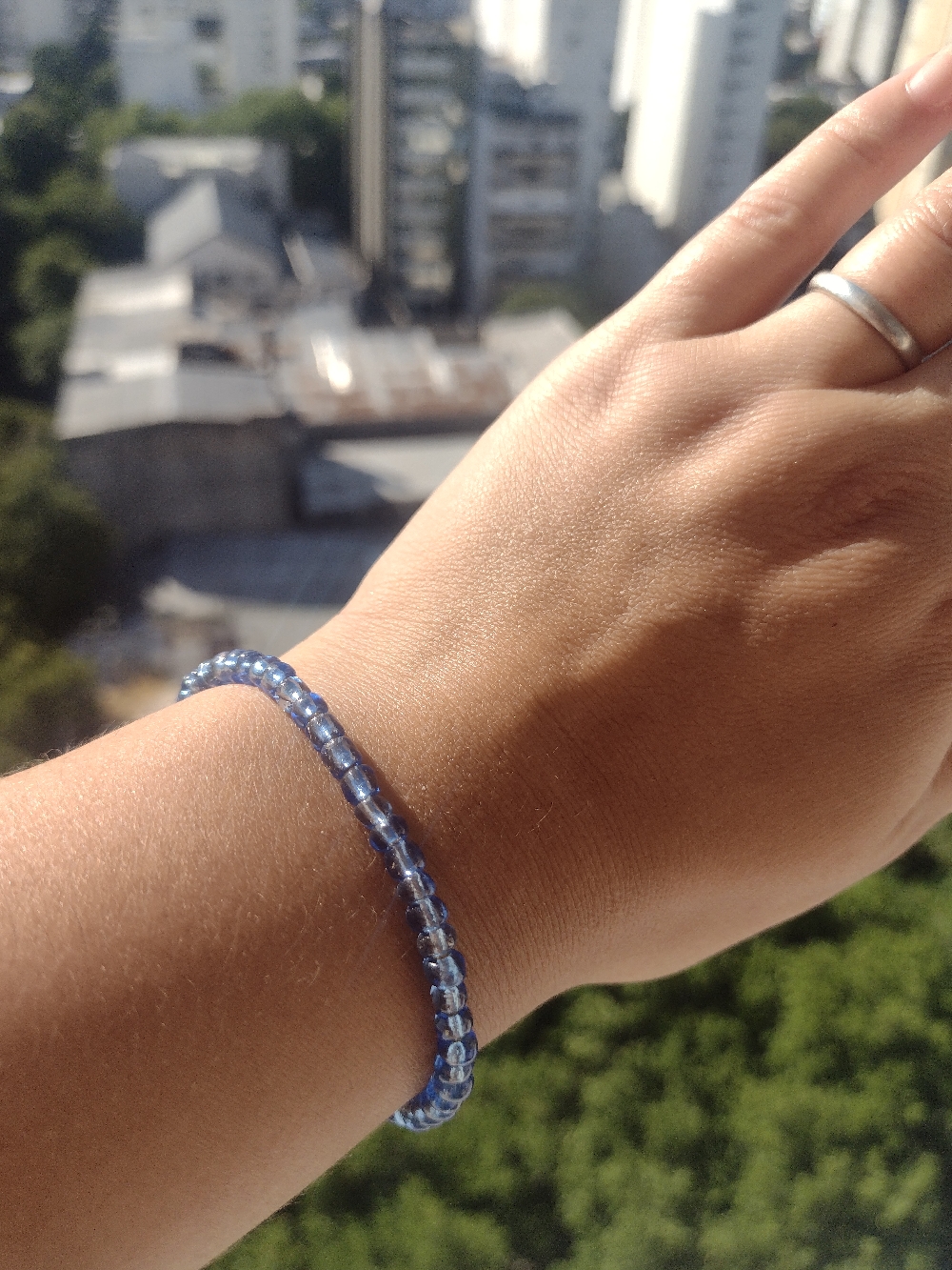 Pulsera, Tanza elástica y mostacillas, agarre de acero $250