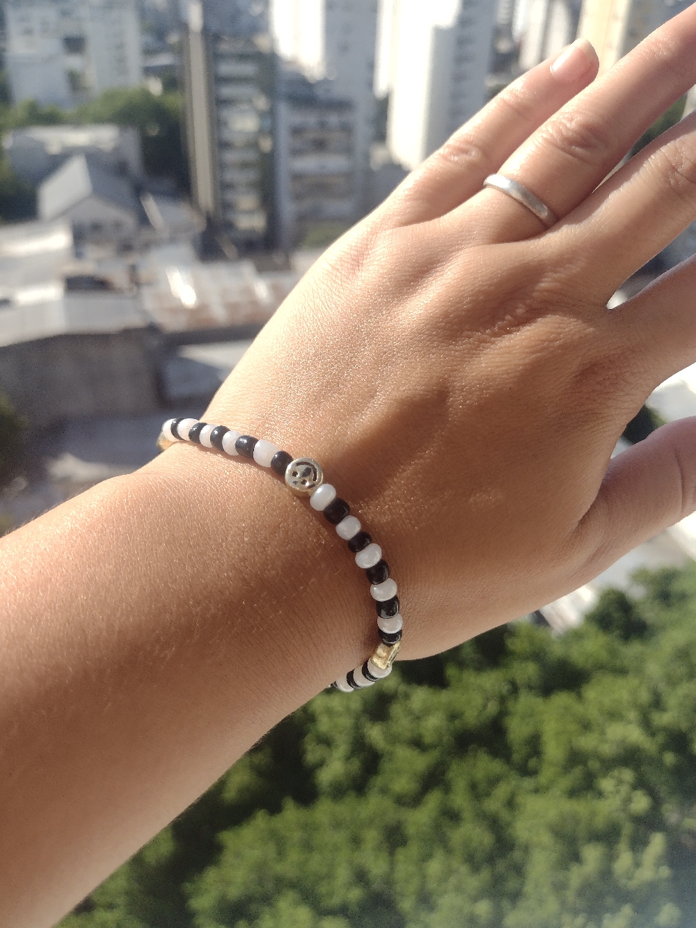 Pulsera, Tanza elástica y mostacillas, agarre de acero $250