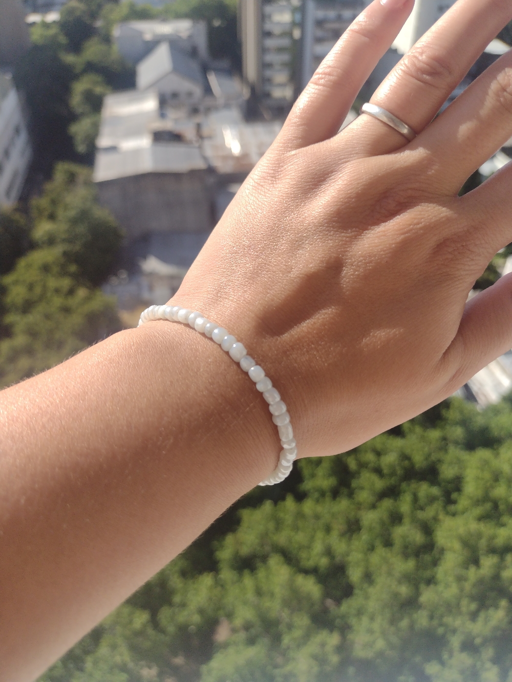 Pulsera, Tanza elástica y mostacillas, agarre de acero $250