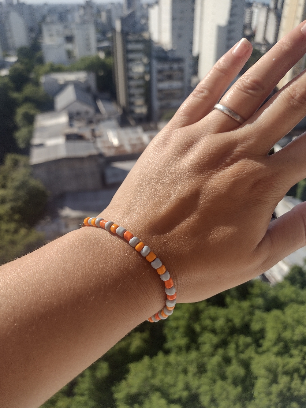 Pulsera, Tanza elástica y mostacillas, agarre de acero $250