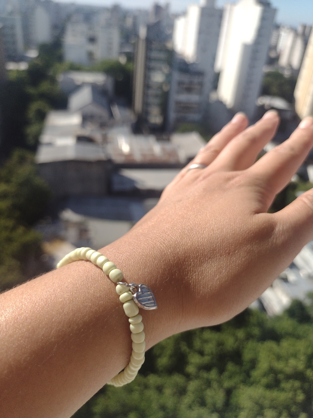 Pulsera, Tanza elástica y mostacillas, agarre de acero $250