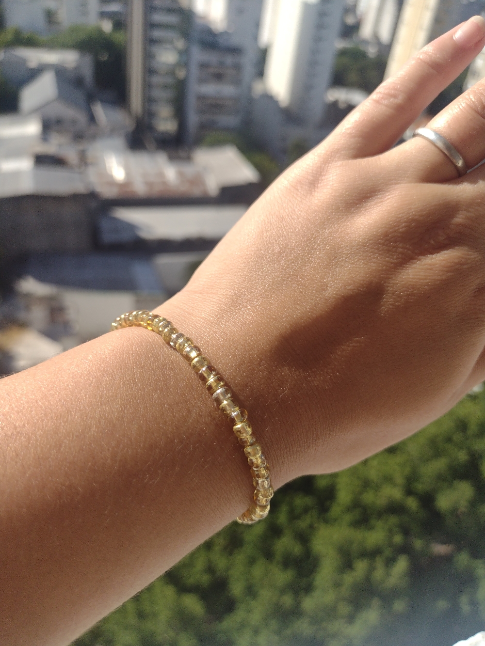 Pulsera, Tanza elástica y mostacillas, agarre de acero $250