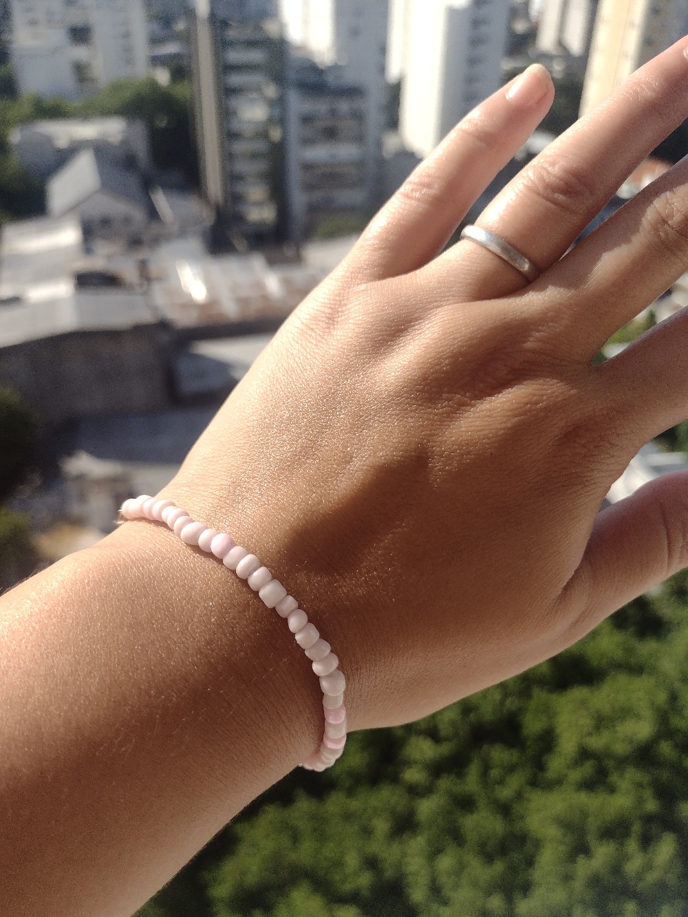 Pulsera, Tanza elástica y mostacillas, agarre de acero $250