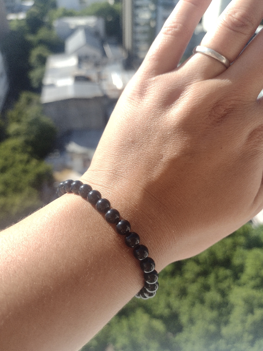 Pulsera, Tanza elástica y mostacillas, agarre de acero $250