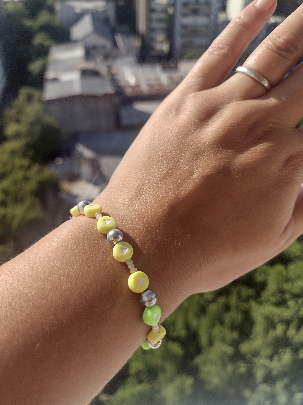 Pulsera, Tanza elástica y mostacillas, agarre de acero $250