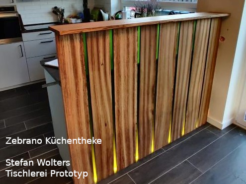 Zebrawood Kitchen bar by Stefan Wolters Tischlerei Prototyp