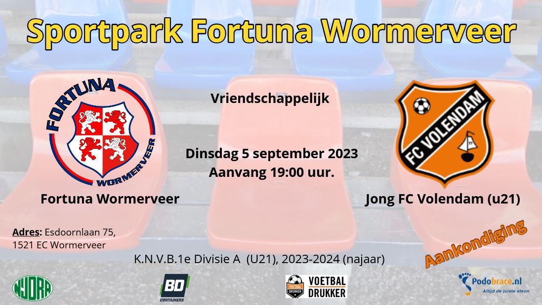20230902 vr Aankondiging Fortuna Wormerveer-Jong FC Volendam (u21)