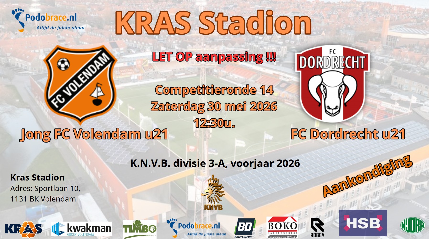 20260509 (u21) aankondiging Jong FC Volendam - FC Dordrecht