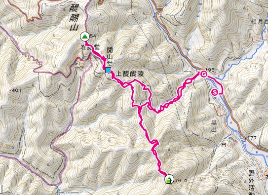 本宮ノ峰、醍醐山の軌跡