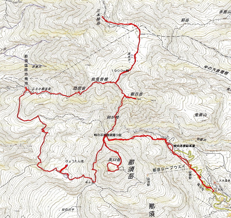 那須岳ルート図