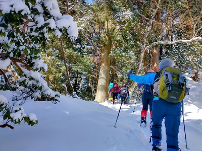 パウダースノーのキュッキュッの音を楽しみながらの雪山ハイキング、とっても楽しいです。