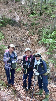 下谷山付近（このあたりの地形はかなり複雑だが、４人はあっさりクリア！））
