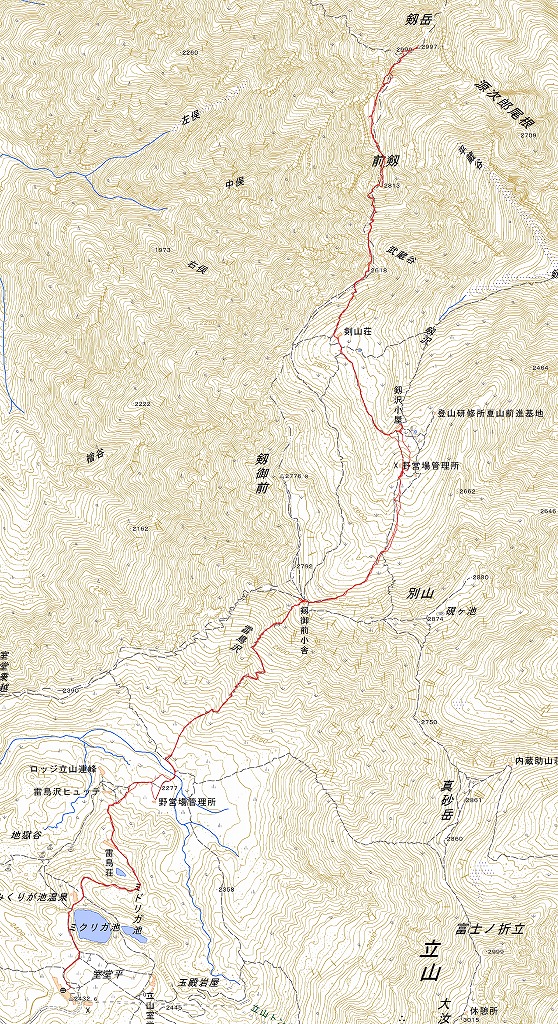 剱岳ルート図