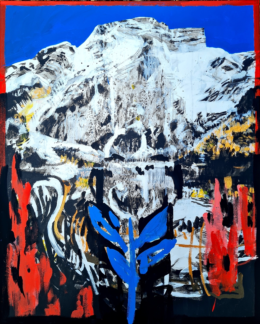 sass dla porta | Seekofel | croda del becco | Pragser Wildsee | lago di brayes | 100 x 80 cm acrylic on canvas 
