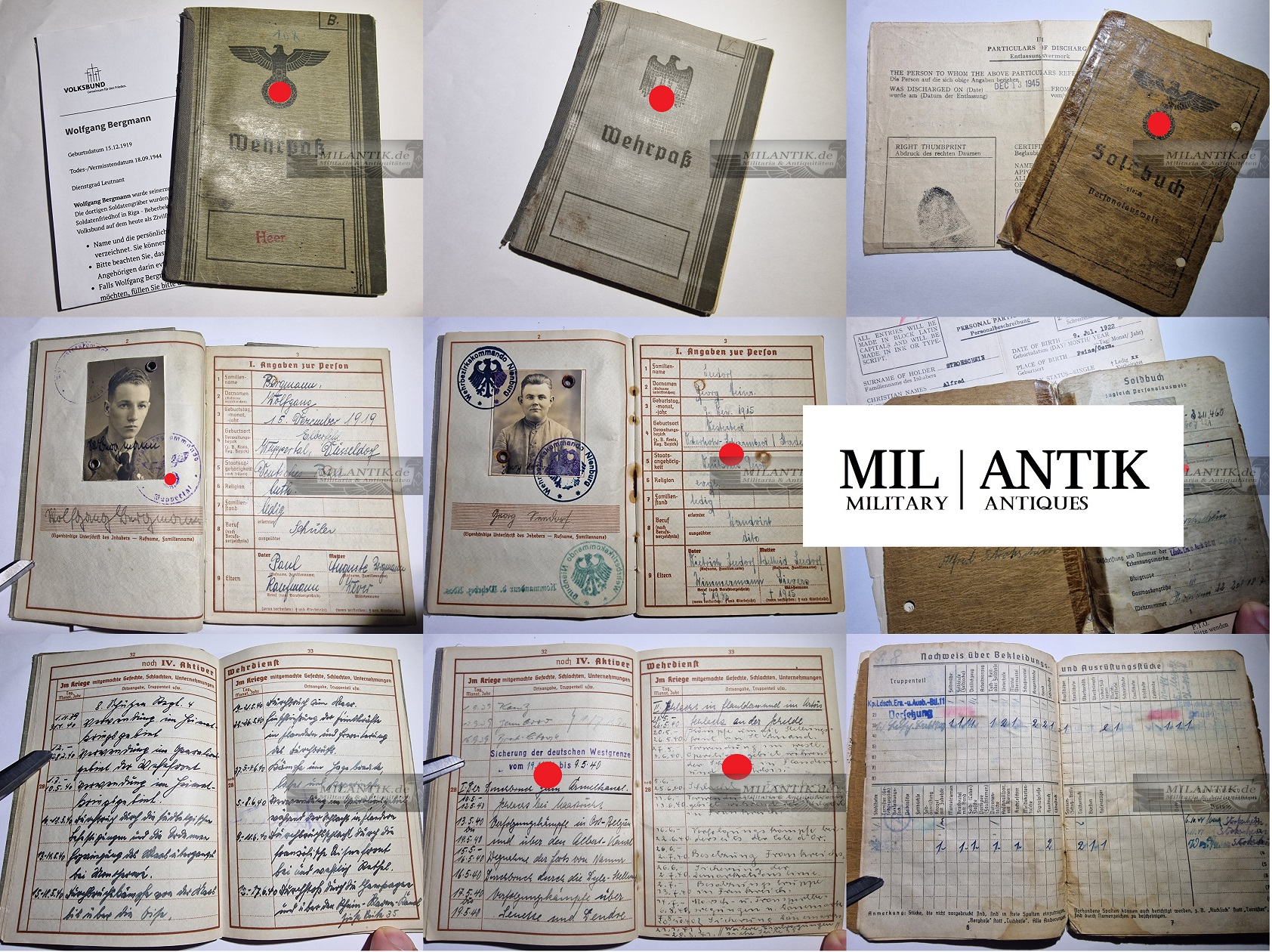 Wehrpass Soldbuch Arbeitsbuch Nachlass 
