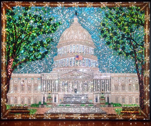  U.S. Capital building beadwork with swarovski - Шедевр вышивка бисером и женмугом - самая большая картина. Уникальное творчество Софии Голдберг