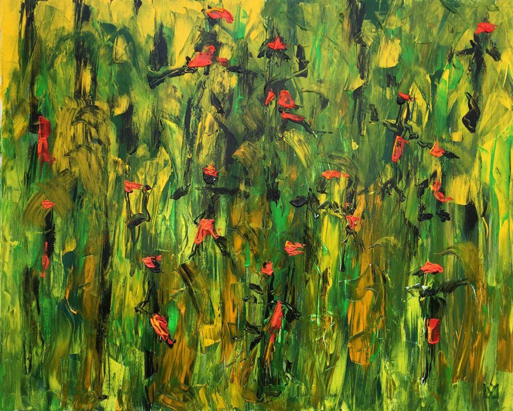 dancing in the jungle 80 x 100 cm Acryl auf Leinwand im Besitz von Kunstsammlung Frauke Wolf, Chemnitz