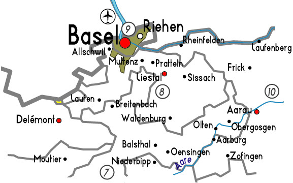 Mapa zona ciudad de Basel