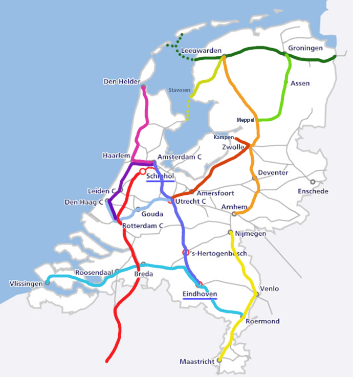 Línea ferroviarias en los Paises Bajos