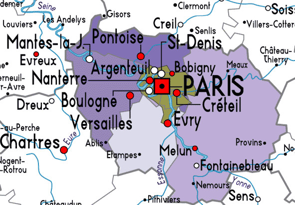 Mapa de la región de la Ile de France