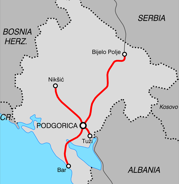 Líneas ferroviarias en Montenegro