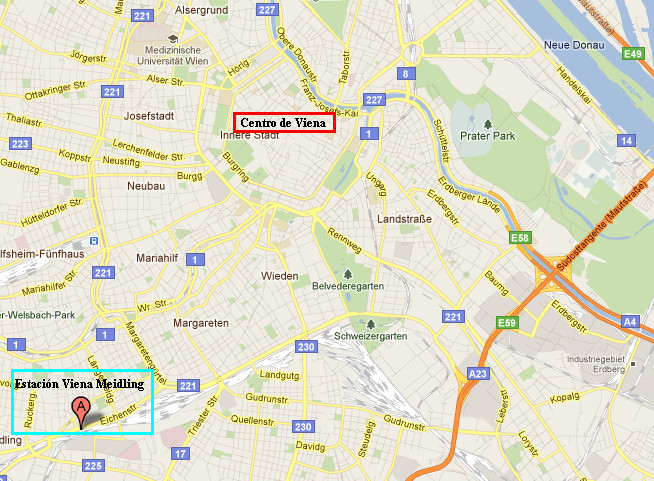 Situación de la estación de Viena Meidling