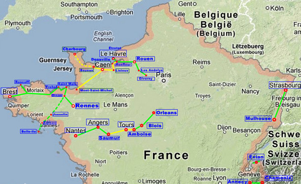 Rutas internas por el Norte de Francia