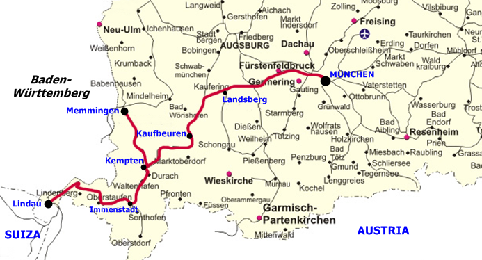 Línea ferroviaria Allgäu: de Lindau a Munich